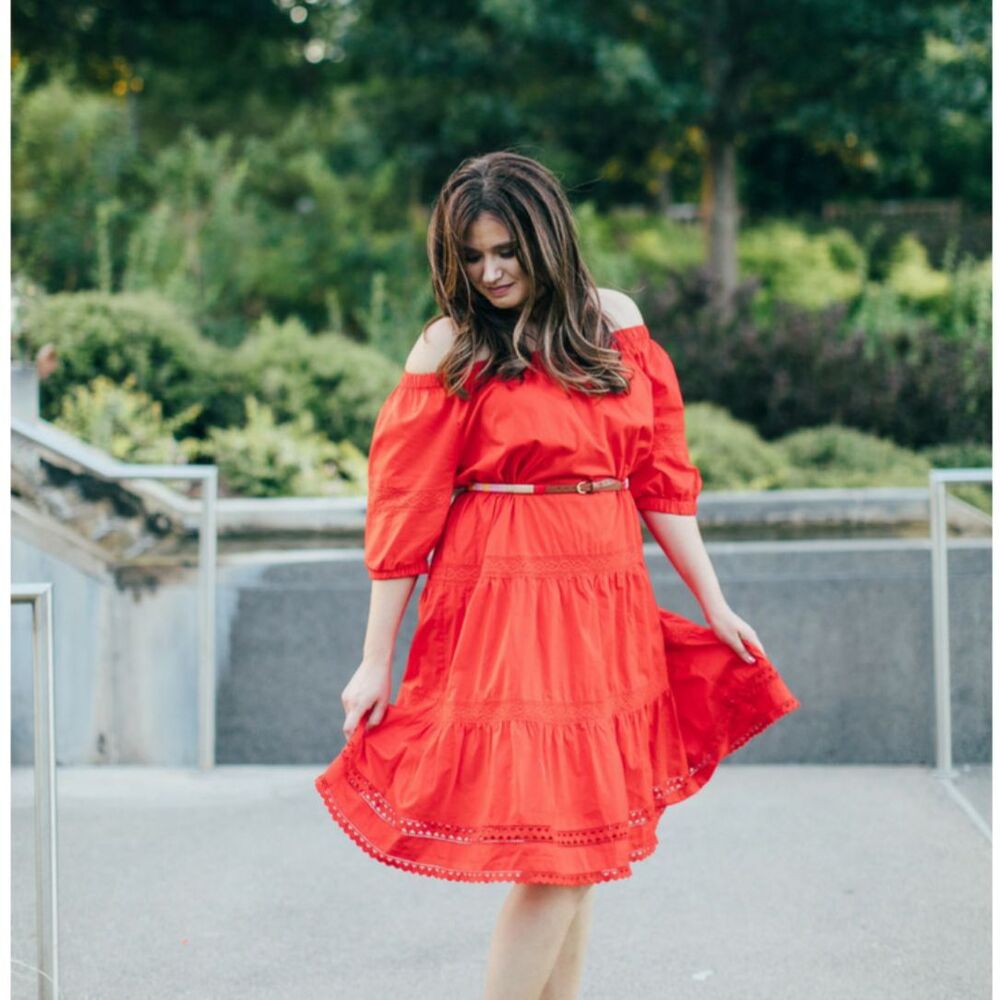 Broome Street x Kate Spade | 100% Cotton Cherry Red Sun Dress | XL